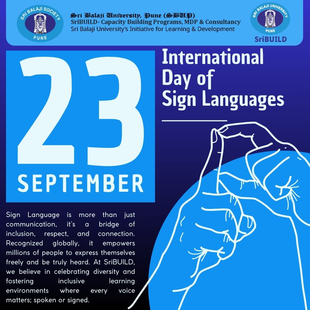 SriBuildsbup's tweet photo. Celebrating #WorldSignLanguageDay — a bridge of understanding, inclusivity &amp; a voice for millions. Let’s break barriers &amp; build a world where every individual is heard &amp; respected. 💙 #Inclusivity #SBUP #Accessibility https://t.co/1BzXj3VUrd