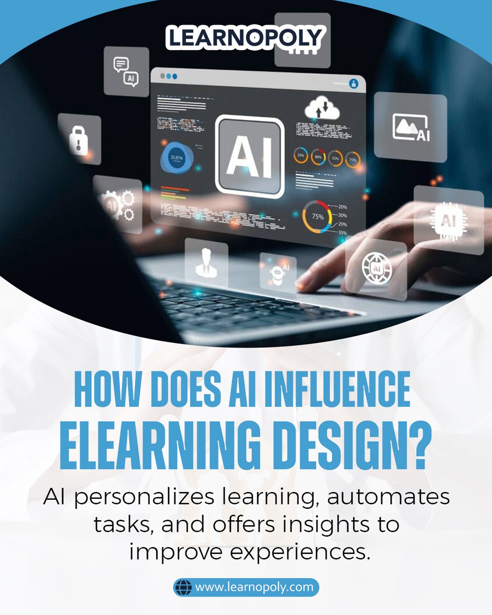 Learnopoly_'s tweet image. 🤖 How Does AI Influence eLearning Design?

AI is transforming the way we learn — and the way we design learning experiences.

Ready to build smarter, more engaging eLearning?
👉 Learn more at learnopoly.com

#AIinEducation #eLearningDesign #EdTech #SmartLearning