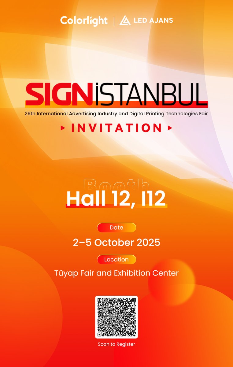 colorlightcloud's tweet image. #SIGNİstanbul 2025 is coming！

Colorlight  and LedAjans are joining forces to deliver advanced LED control technologies and creative solutions at Turkey&apos;s premier signage and digital display exhibition. 

#Colorlight #Signistanbul2025 #LEDAJANS #VideoProcessor #LEDControlSystem