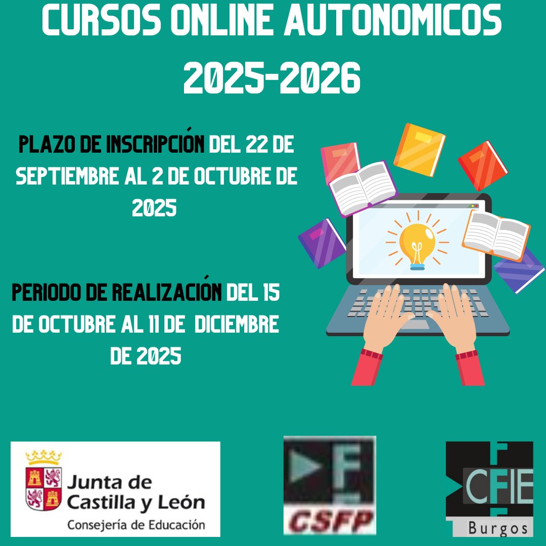 cfieburgos's tweet image. 📚✨ ¡Ya está abierta la convocatoria de los cursos online autonómicos del Centro Superior de Formación del Profesorado (CSFP)!
Una oportunidad para seguir creciendo como docente.
#FormaciónDocente #CSFP #CursosOnline #EducaciónCastillaYLeón #DocentesInnovadores
#cfieburgos