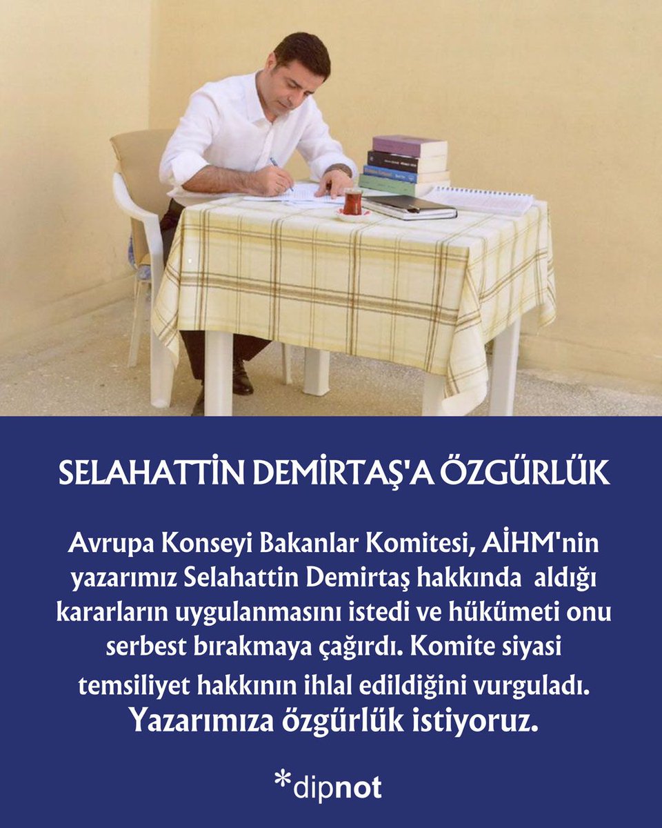 Selahattin Demirtaş hapiste tutulduğu yıllar boyunca eserleriyle bizimle oldu. Onu çok özledik. Artık aramızda görmek istiyoruz!
<a href="/hdpdemirtas/">Selahattin Demirtaş</a>

#selahattindemirtaş
#selahattindemirtaşaözgürlük