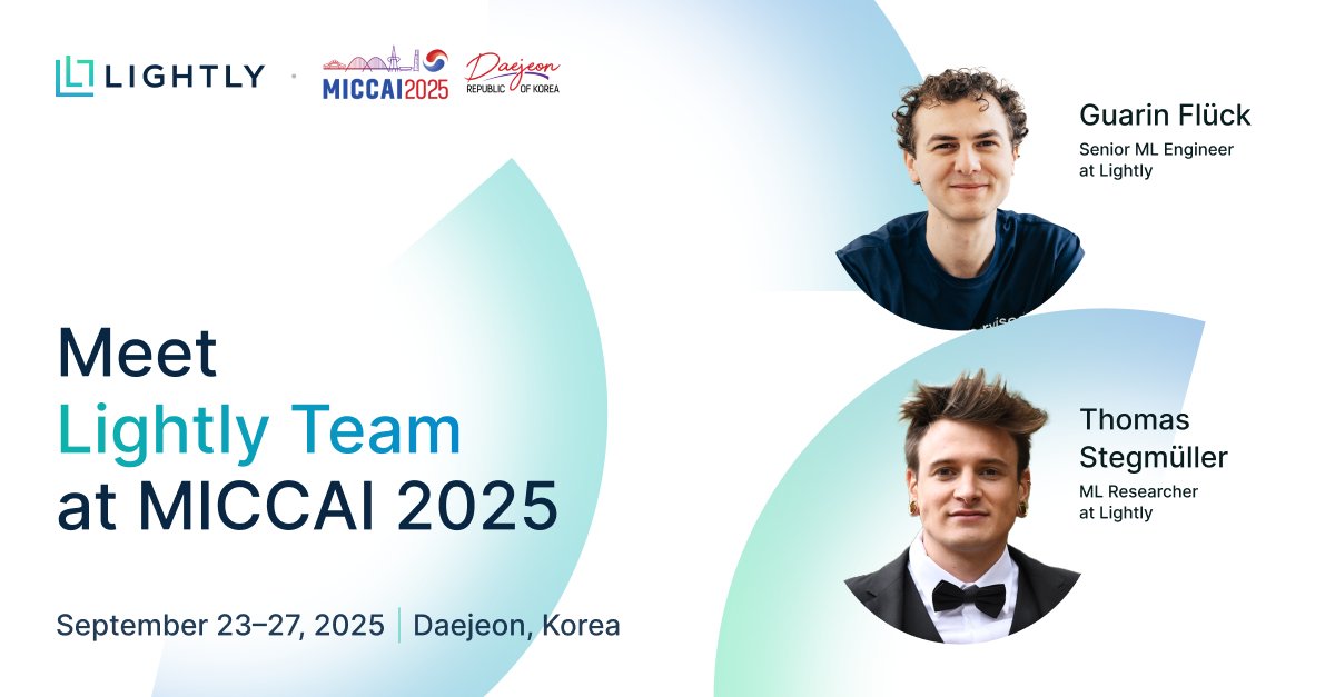Lightly (@lightlyai) on Twitter photo The Lightly team is at MICCAI 2025 in Daejeon, South Korea this week! 🇰🇷 
Our ML engineers will be there from September 23–27. We’re excited to connect with fellow ML researchers, share ideas, and explore the latest in medical image computing.
👉 If you’re around, reach out! The Lightly team is at MICCAI 2025 in Daejeon, South Korea this week! 🇰🇷 
Our ML engineers will be there from September 23–27. We’re excited to connect with fellow ML researchers, share ideas, and explore the latest in medical image computing.
👉 If you’re around, reach out!