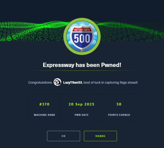 LazyTitan33's tweet image. I just pwned Expressway on @hackthebox_eu! Although easy, this box can be frustrating because of its design. There are a couple things that are tricky to enumerate but once you find them, it&apos;s easy to exploit.  #HackTheBox #htb #CyberSecurity #EthicalHacking #InfoSec #PenTesting