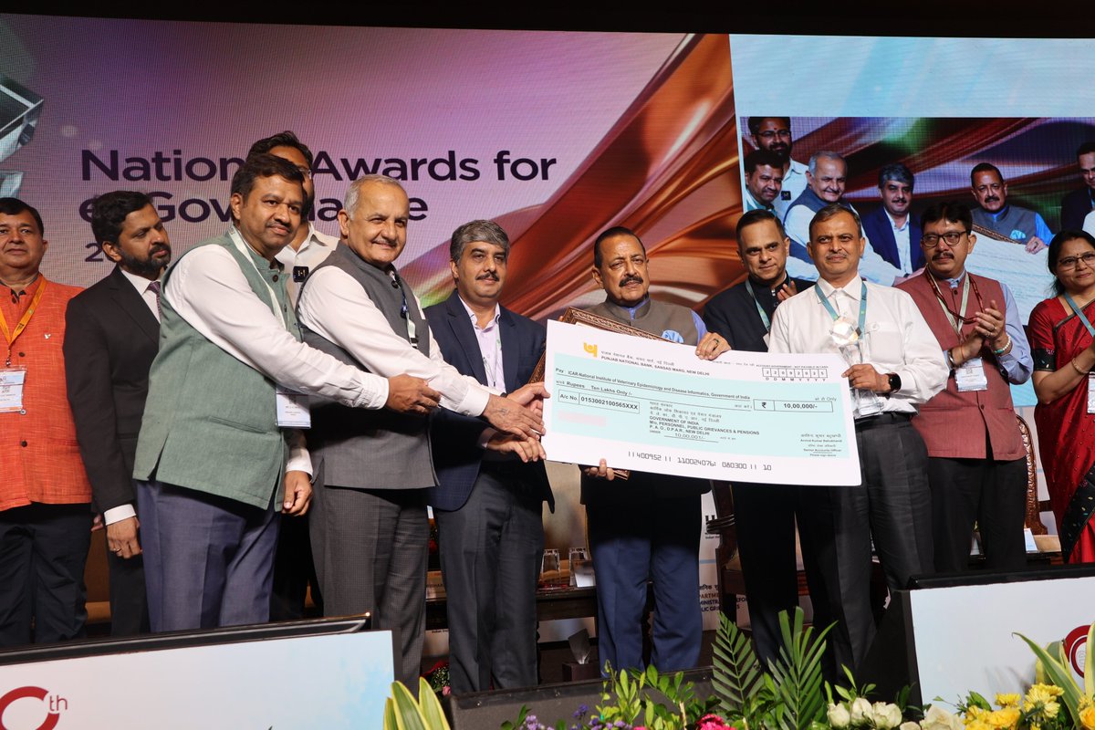 🏆 ICAR–NIVEDI, Bengaluru wins the National Award for e-Governance 2025 (Gold) for NADRES-V2!

Using GIS, AI &amp; ML, it forecasts 15 livestock diseases &amp; alerts farmers/vets.

Chosen from 589 entries — a proud milestone for #ICAR! 🇮🇳 <a href="/ChouhanShivraj/">Shivraj Singh Chouhan</a> <a href="/DrJitendraSingh/">Dr Jitendra Singh</a> <a href="/DARPG_GoI/">DARPG 🇮🇳</a>