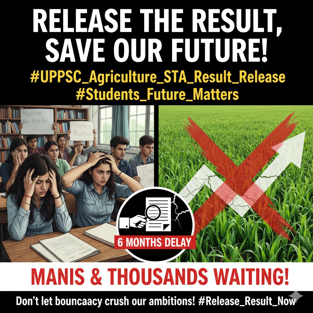 pritidevi_sp's tweet image. #UPPSC_Agriculture_STA_Result_Release
It&apos;s been 6 months since the Mains exam, and still no results for the UPPSC Agriculture STA. This delay is causing immense stress and uncertainty for students. 😫 
#UPPSC
@CMOfficeUP @spshahibjp @UPGovt @yadavakhilesh