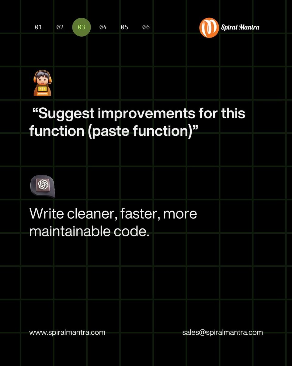 spiral_mantra's tweet image. Maximize your developer efficiency with AI.
.
These top 5 ChatGPT prompts help with everything from understanding legacy code to generating test cases — instantly.

#CodeBetter #DevTools #AIForDevelopers #ChatGPTPrompts #ProductiveDev #chatgpt
