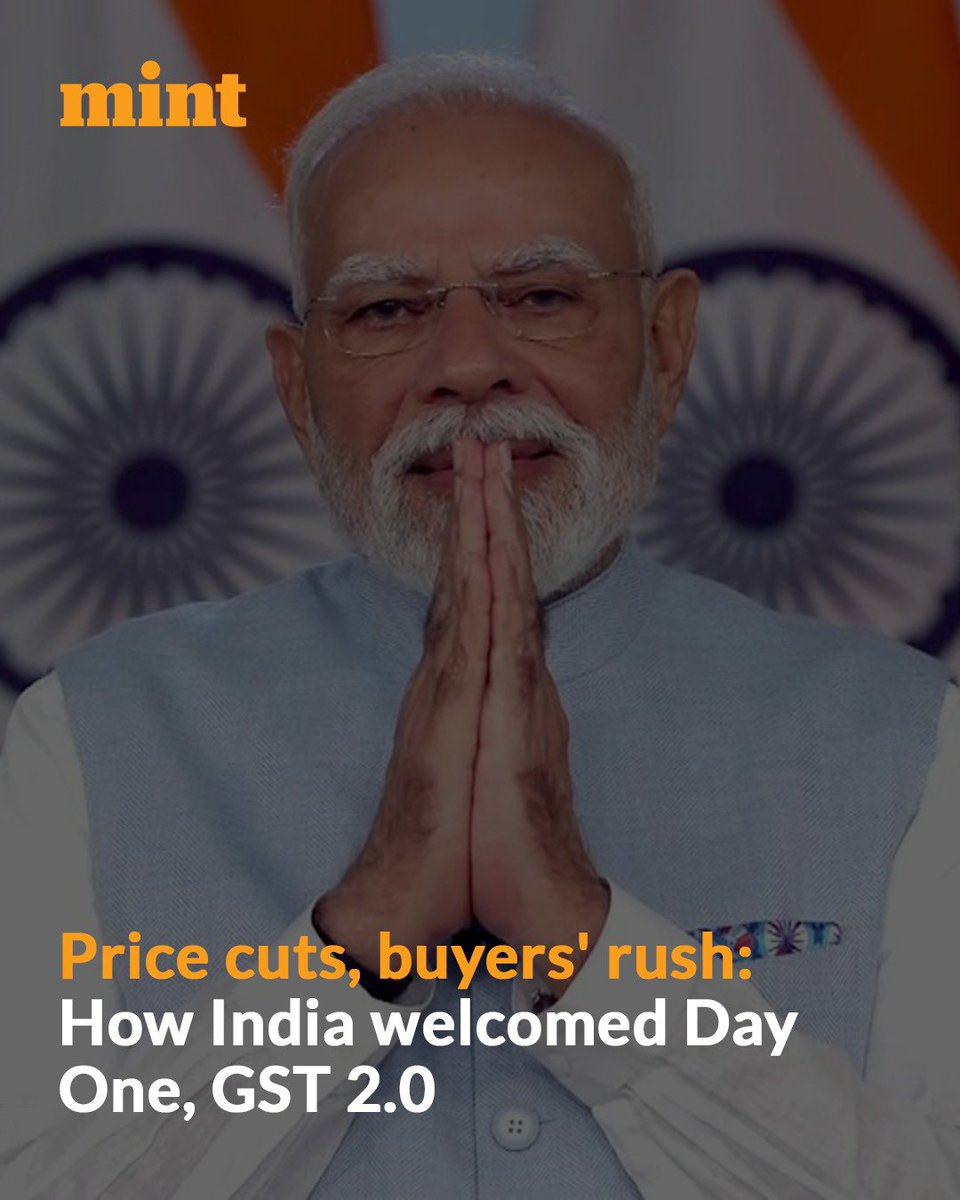 The Modi govt has rolled out a “GST savings festival” ahead of the festive season.
PM Modi, FM Nirmala Sitharaman &amp; BJP chief J.P. Nadda met shopkeepers to highlight GST rate cuts.

While the govt projects savings &amp; growth, Congress calls it a political spectacle👇