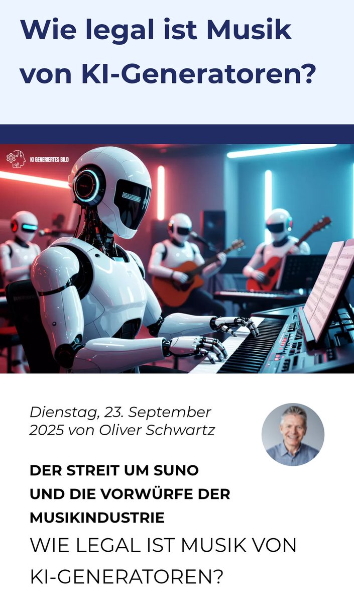 🎶 KI komponiert – aber wem gehört die Musik? 🎶

Was wie ein Science-Fiction-Plot klingt, ist längst harte Realität: KI-Generatoren erschaffen Songs auf Knopfdruck. Doch jetzt ziehen die großen Labels vor Gericht – mit milliardenschweren Klagen und dem Vorwurf, dass Dienste wie