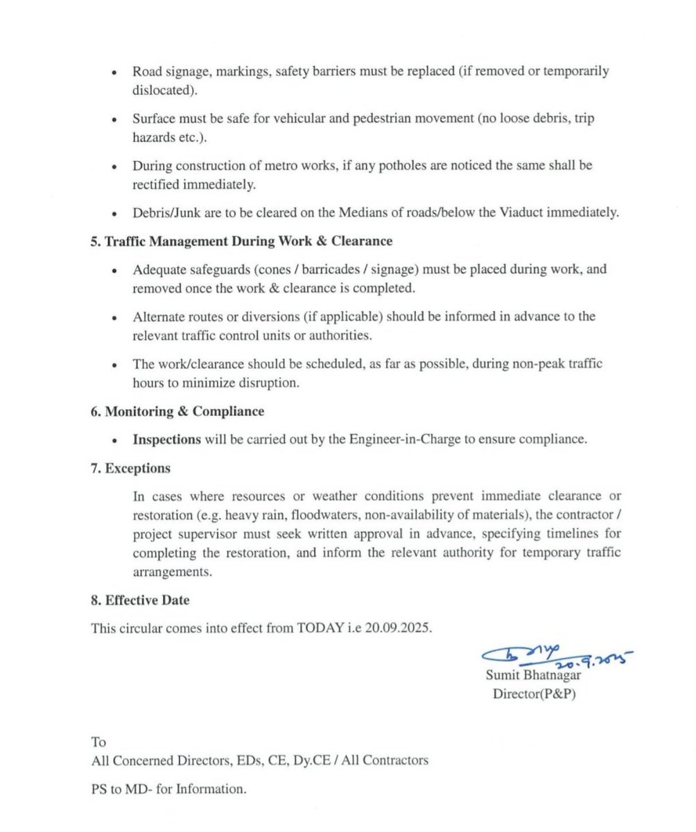 #Bengaluru: Namma Metro instructs all its contractors and subcontractors to clear debris and to remove barricades immediately on completion of work in order to facilitate smooth movement of traffic. 👇