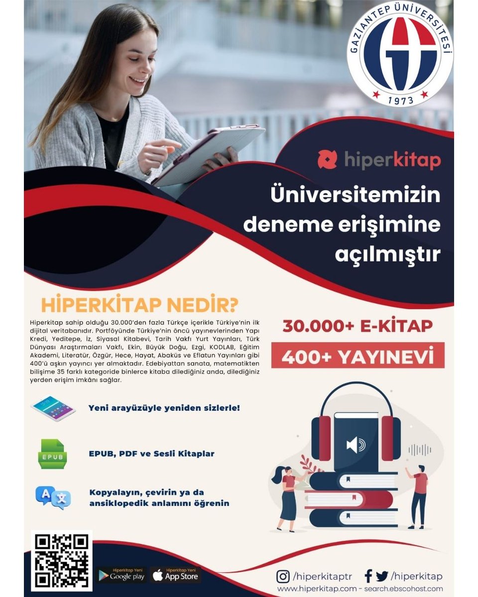 <a href="/hiperkitap/">Hiperkitap</a> veri tabanı 17 Kasım 2025 tarihine kadar üniversitemiz için deneme erişimine açılmıştır.