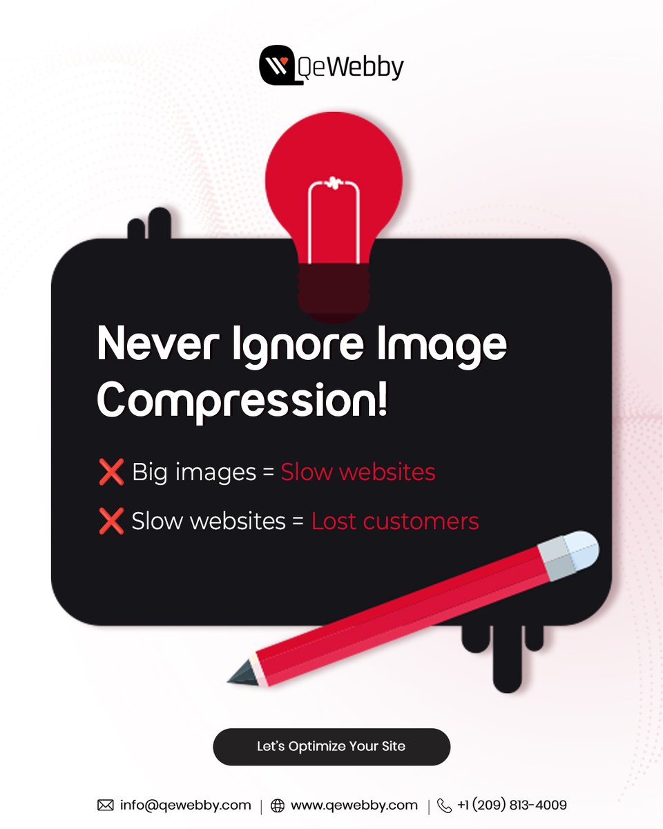 qewebby's tweet image. 🚀 30-𝑺𝒆𝒄𝒐𝒏𝒅 𝑾𝒆𝒃𝒔𝒊𝒕𝒆 𝑩𝒐𝒐𝒔𝒕 𝑻𝒊𝒑!
Unoptimized images = Slow site ⏳ + Frustrated users 😤 + Lost leads 💸
Too busy? We’ll handle it 👇
qewebby.com/contact-us/
#smallbusinesstips #businessgrowth #webdevelopme