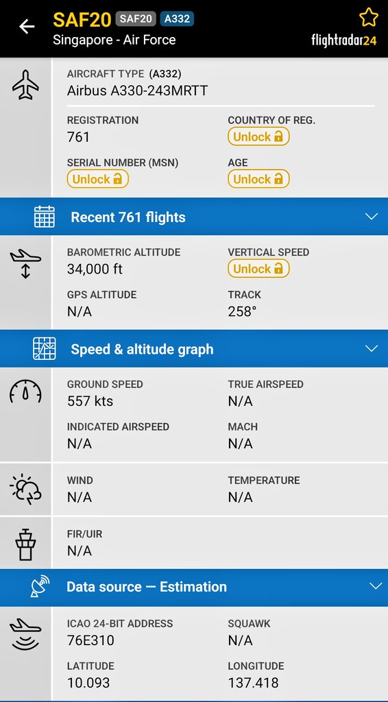#SINGAPOREAIRFORCE #SAF 20  #76E310 on CWP SF

FL360