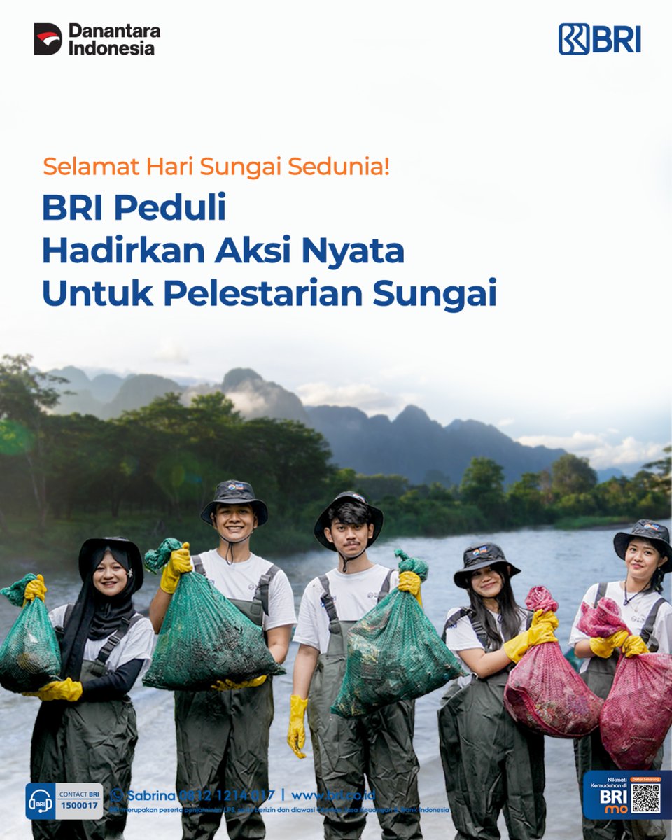 BANKBRI_ID's tweet photo. Karena menjaga sungai berarti menjaga masa depan. Bersama BRI Peduli mari kita rawat sungai agar tetap bersih, sehat, dan lestari demi generasi hari ini dan esok. Selamat Hari Sungai Sedunia Sobat BRI!

#BRI https://t.co/w9FNMwf5Rd