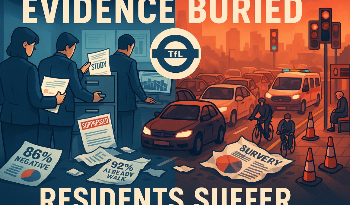 The claim "LTNs reduce car use" was used by councils to justify concentrating traffic on community roads, generating hundreds of £millions in fines and increasing property prices on affluent high car ownership roads. TfL buried the study that showed this claim to be false.

For