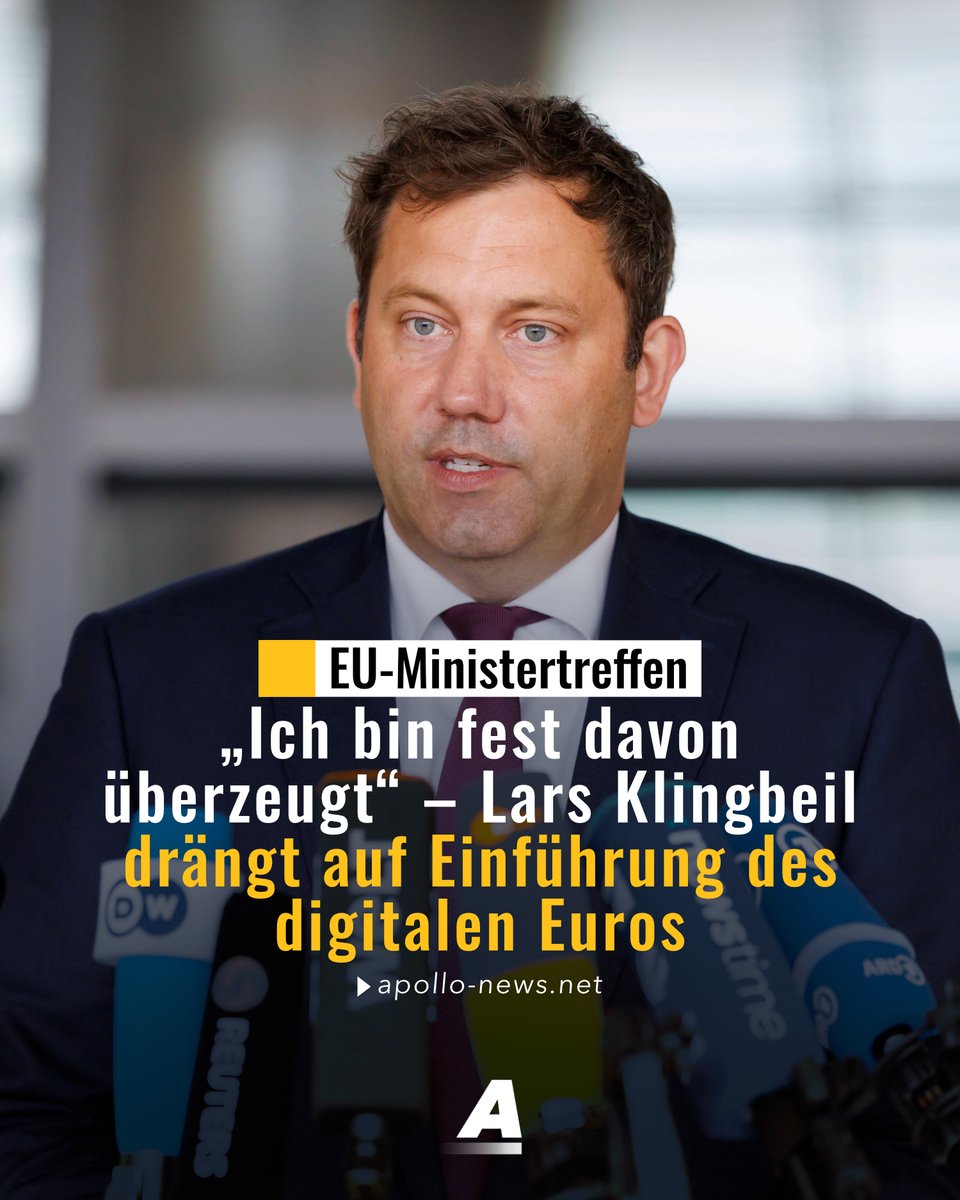Finanzminister Klingbeil drängt auf die Einführung des digitalen Euros. Er sei „fest davon überzeugt“, dass das Zahlungsmittel nötig sei, vor allem angesichts zunehmender Unsicherheiten in der Welt. Damit übernimmt er die Argumentation der EZB.
apollo-news.net/ich-bin-fest-d…