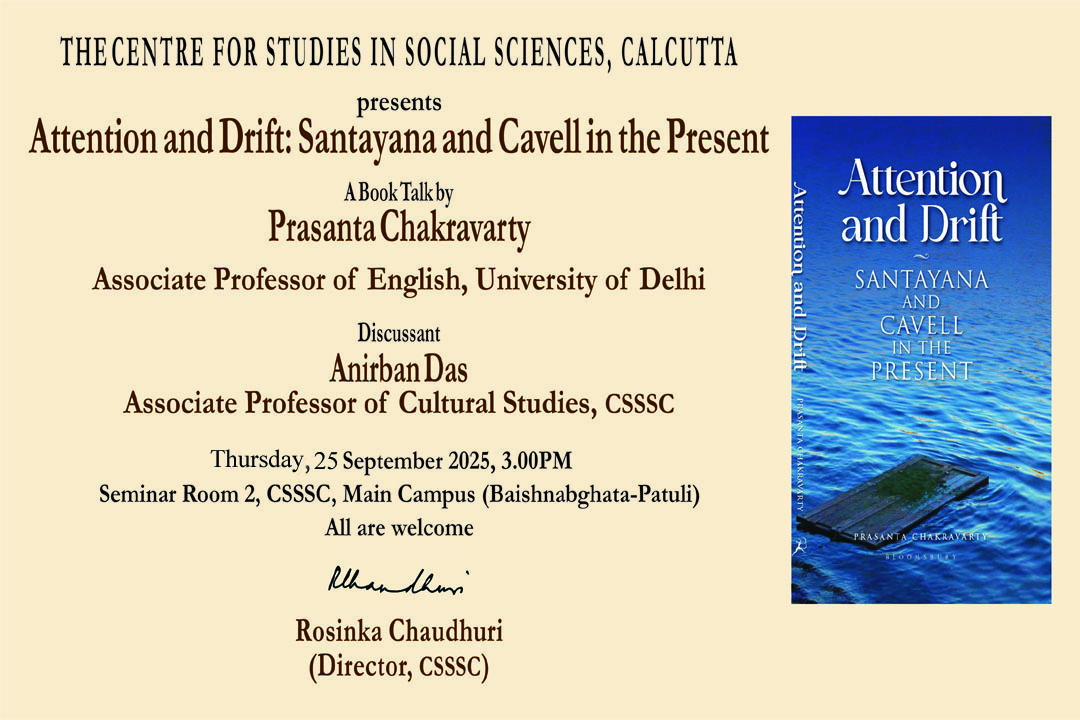 CSSSCal's tweet image. The lecture  has been postponed to Thursday 25th September due to the rain and waterlogging in Kolkata.