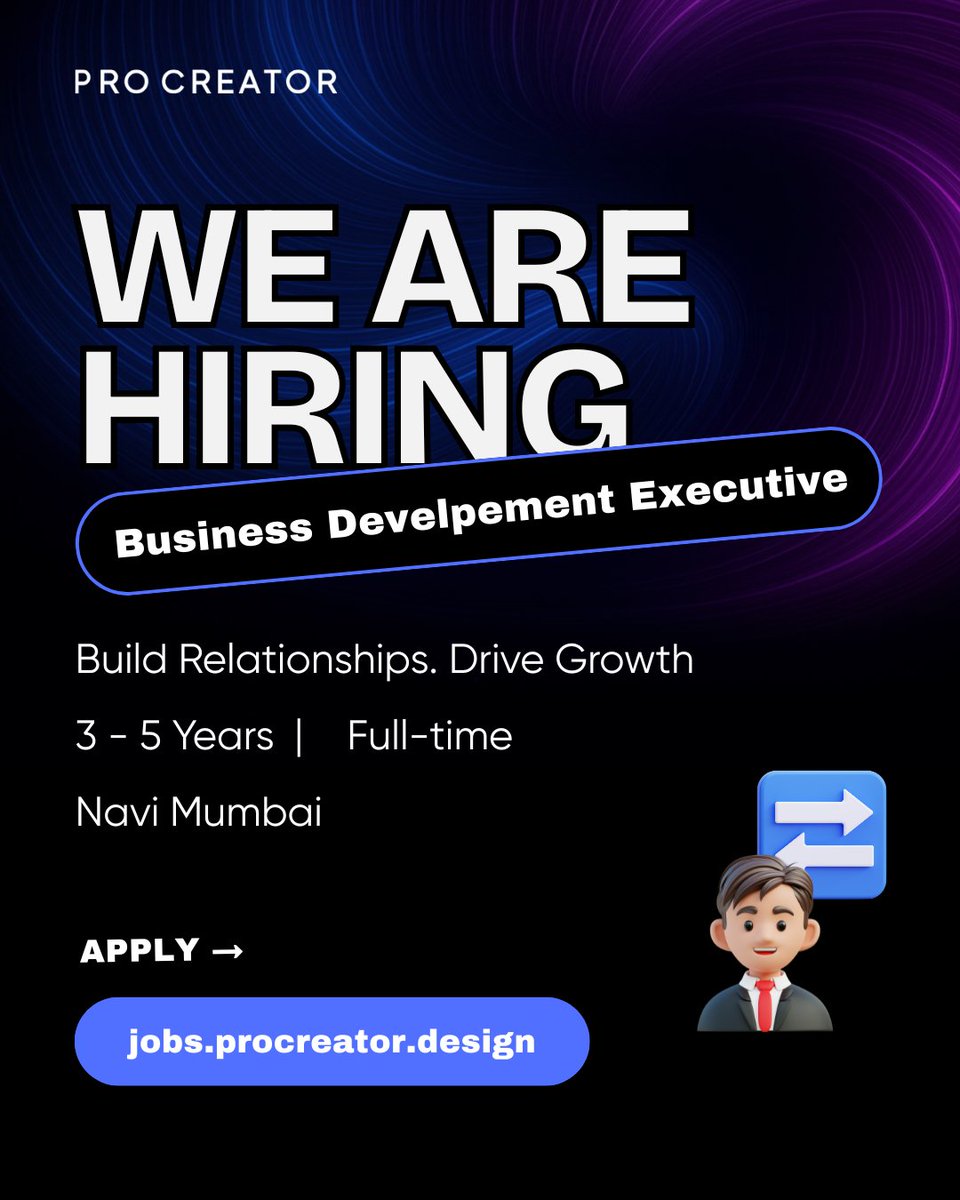 We’re hiring: Business Development Executive

If you love turning conversations into opportunities and opportunities into long-term partnerships, this is your seat at the table.

📍Location: Navi Mumbai
🎯Experience: 3 - 5 years

Apply now: zurl.co/8nLnW

#hiring