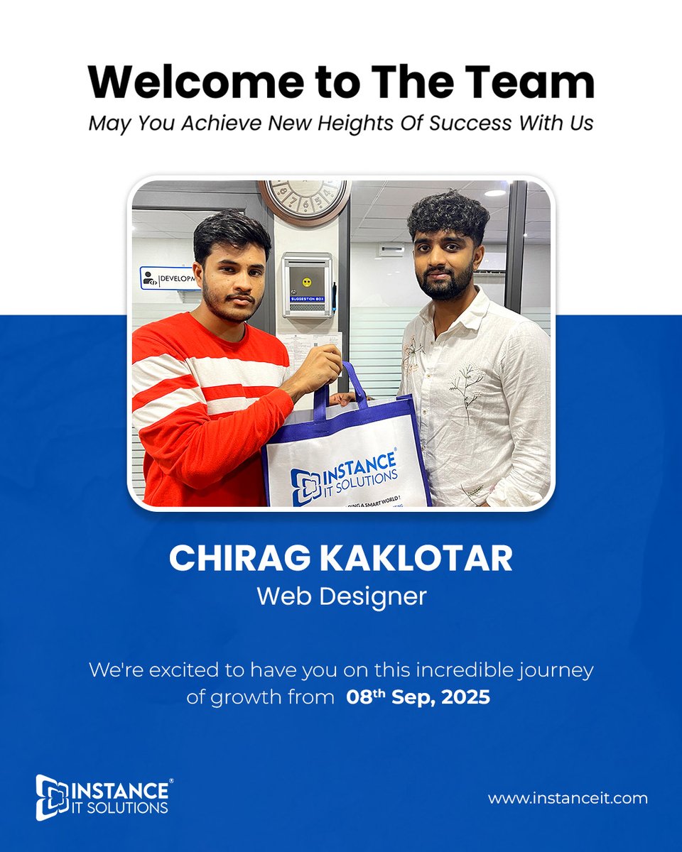instance_it's tweet image. Welcome aboard, we can’t wait to achieve milestones with you! 🙌
Here’s to new opportunities, exciting challenges, and collective growth together. 💙

#InstanceITSolutions #WelcomeOnBoard #NewJoiners #SeptemberJourney #TeamGrowth #InnovationTogether #WorkplaceCulture