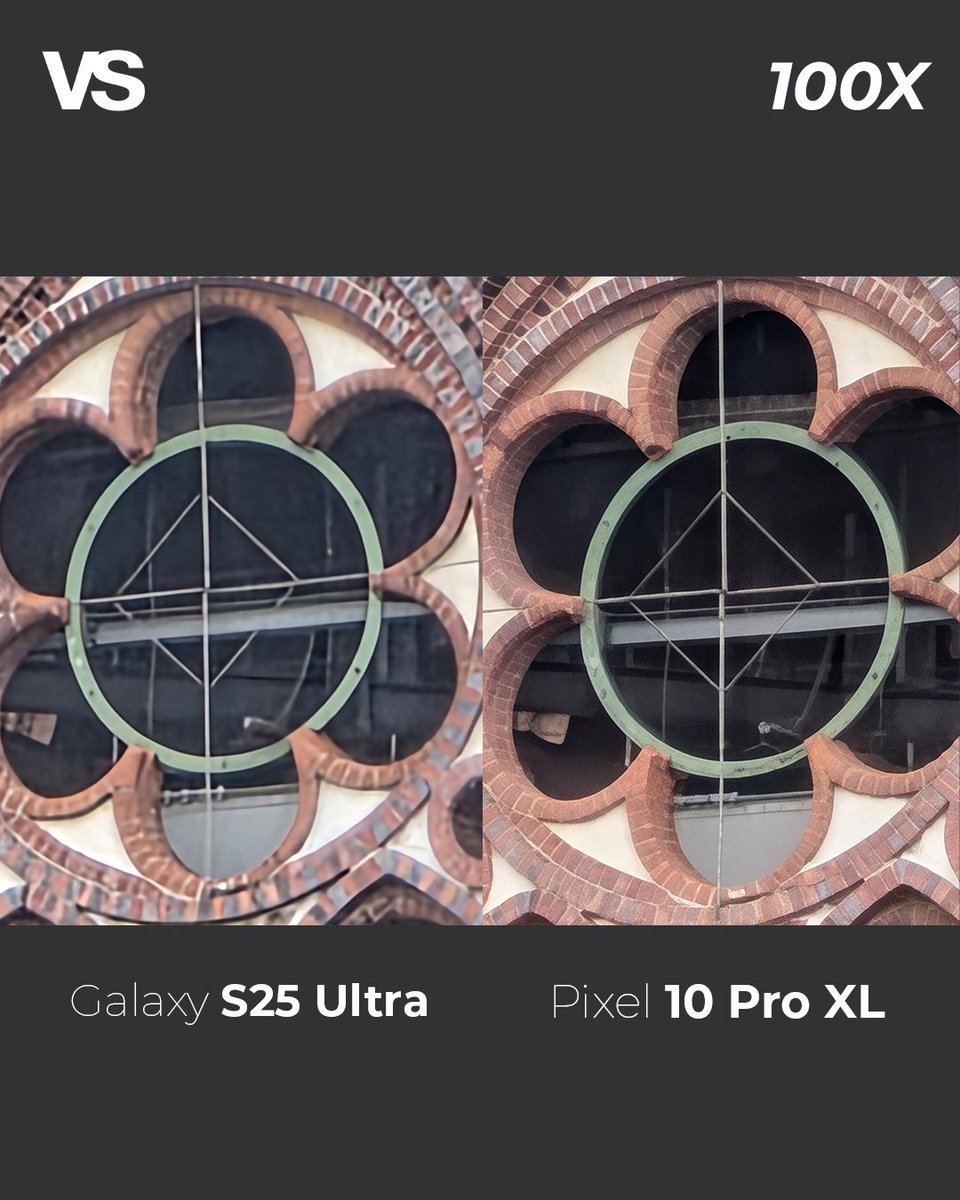 versus_com's tweet image. 🚨ZOOM BATTLE! Pixel 10 Pro XL vs Samsung Galaxy S25 Ultra 📷 We pushed both at 3x, 5x, 20x &amp;amp; even 100x…
Note: At 3x, the Pixel relies on digital zoom while the S25 Ultra stays optical 👀🔥
Who takes the crown at long range?

#googlepixel #googlepixel10proxl #samsunggalaxy…