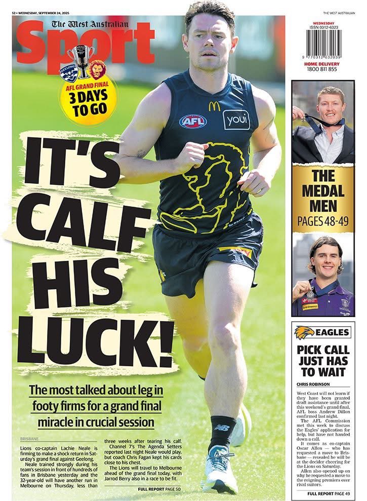 The back page of tomorrow’s <a href="/westaustralian/">The West Australian</a> 

<a href="/TheWestSport/">The West Sport</a>
