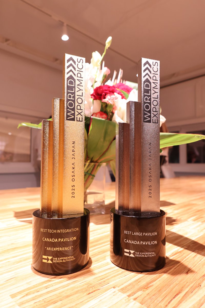 RESULTS ARE IN! Grateful for the #CanadaPavilion to be recognized for Best Technology Integration and silver award for Large Pavilion. We share this recognition with
<a href="/ES_Global/">ES GLOBAL</a> , Mirari, JKFL Productions and @GlobalAffairsCanada who helped bring the #CanadaPavilion to life.