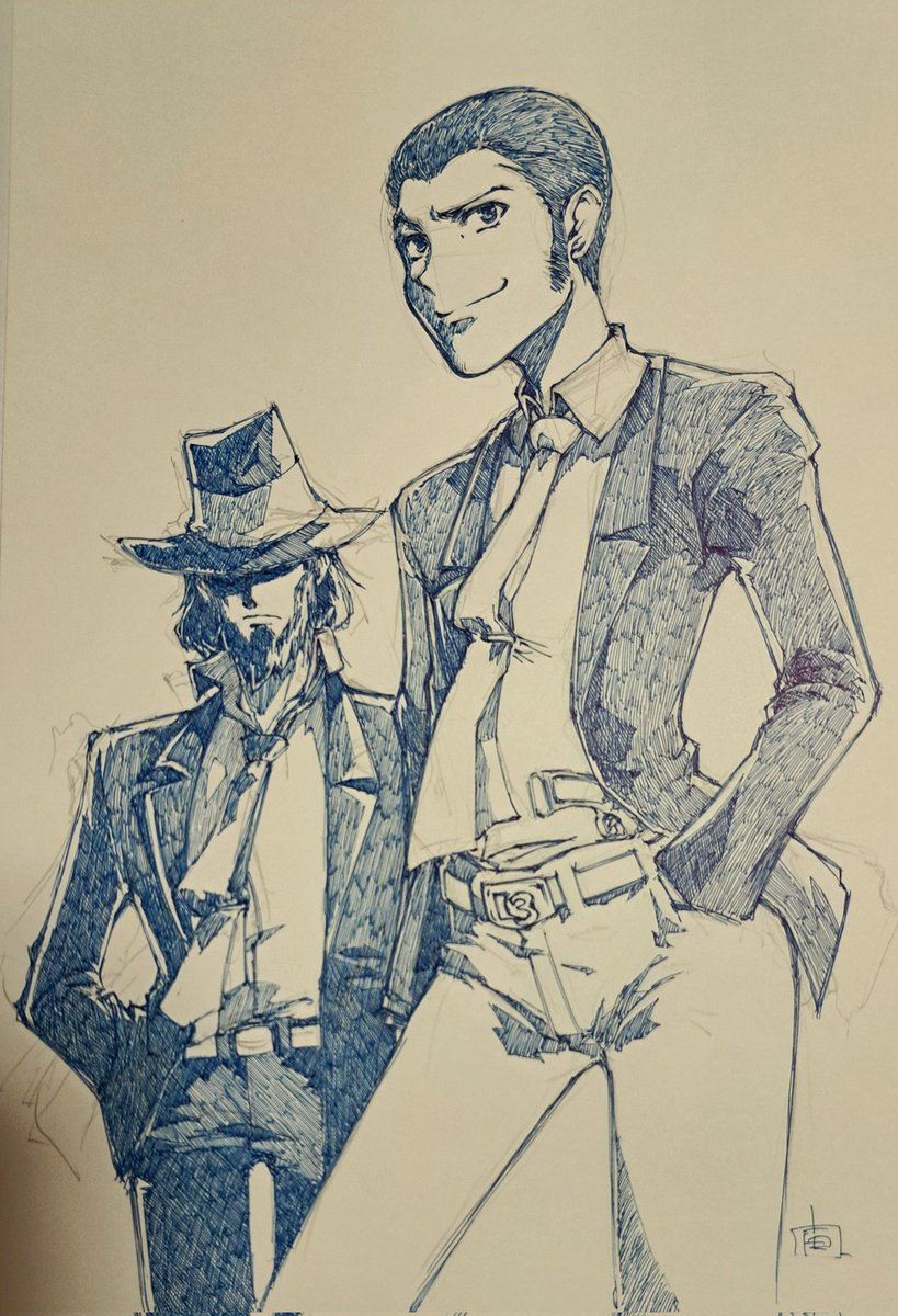 ルパン三世のルパンと次元大介を描いてみました。
#ルパン三世