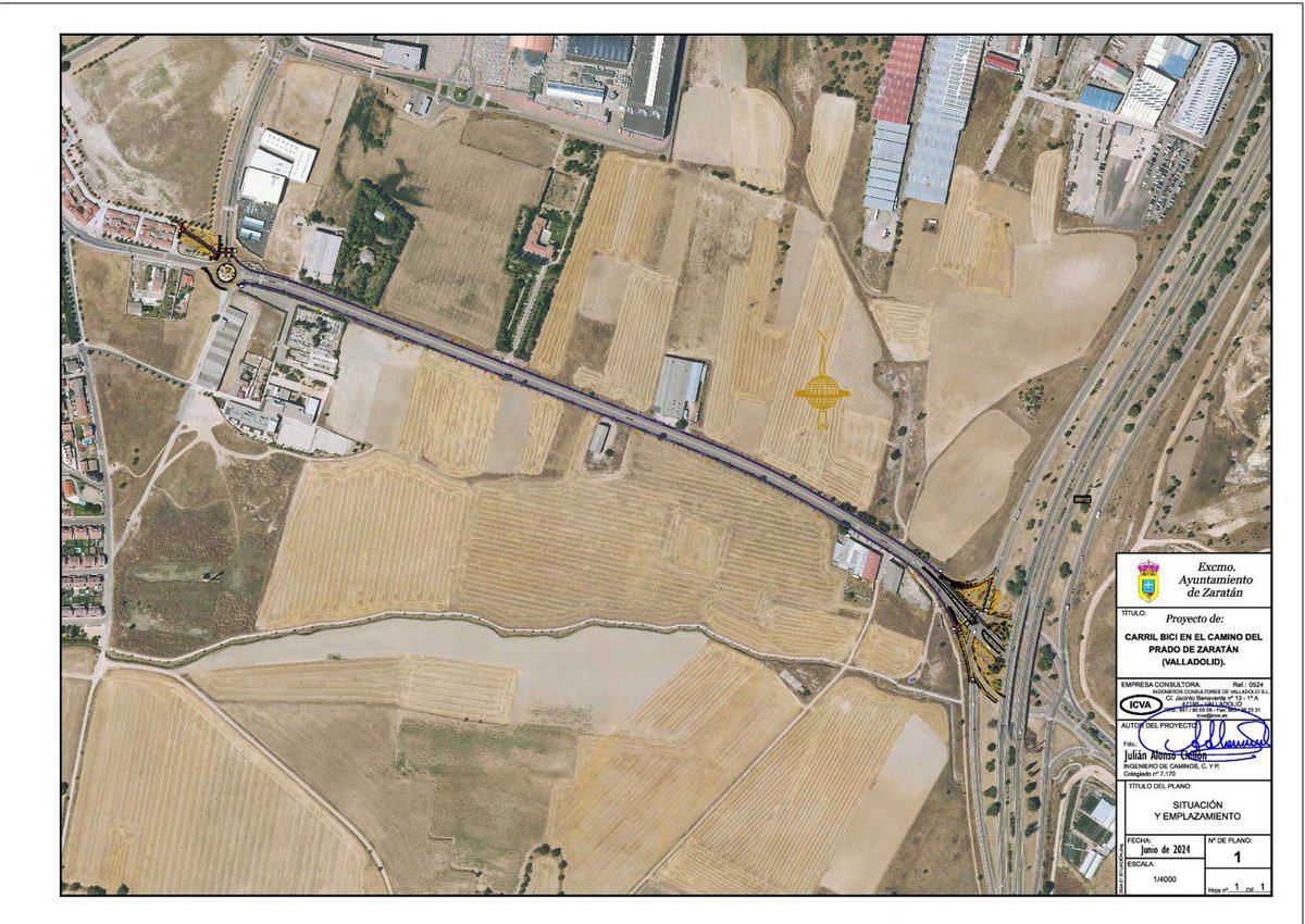 🚴‍♂️ La Junta de Gobierno aprueba el proyecto y expediente de contratación del nuevo carril bici que conectará #Valladolid con Zaratán: 

Constará de 1.220 m de longitud, doble sentido, una acera peatonal y 27 puntos de luz. 

Inversión: 422.683 €
Plazo de ejecución: 6 meses.