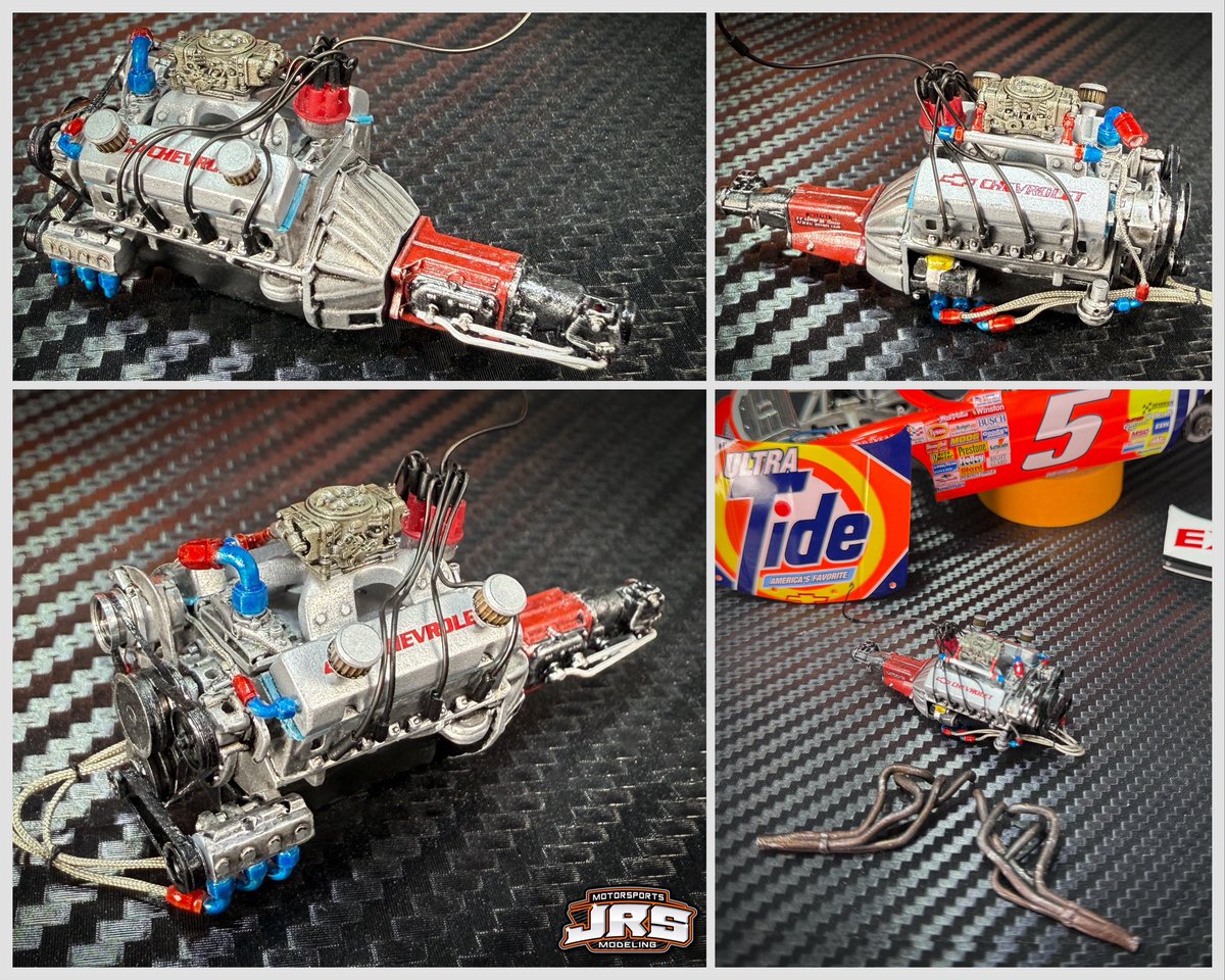 deircrfan's tweet image. Engine is nearing completion on Rudd’s Tide ride.  Hoping to get it installed and hooked up this week sometime.  #nascarmodel #ScaleModel #modelcar #Tide #rickyrudd #hms #Chevy #smallblock