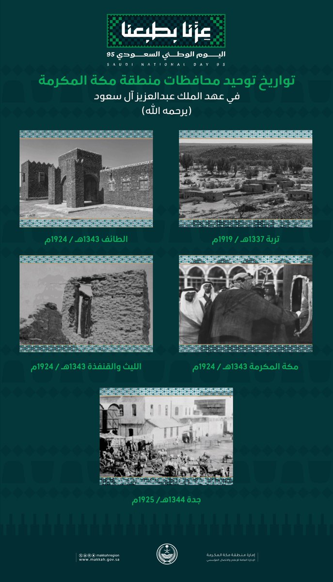 makkahregion's tweet photo. تواريخ توحيد محافظات منطقة مكة المكرمة في عهد المؤسس -طيب الله ثراه-
#اليوم_الوطني_السعودي_95
#عزنا_بطبعنا 
⬇️ https://t.co/vb7CYobuok