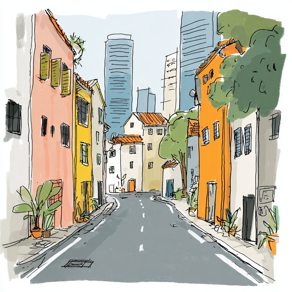Artedeingenio's tweet image. Do you like urban sketching?
This sref is perfect for it:
--sref 1667575551
But you can also use it for children’s book illustrations or cartoons.
It’s a very versatile style 🗒️✏️