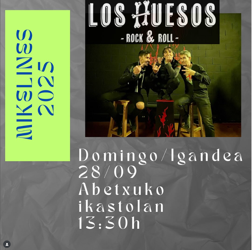 InfoGaztea's tweet image. Mikelines 2025⁣
📌Abetxuko⁣
📅irailaren 26tik 28ra / del 26 al 28 de septiembre⁣
tinyurl.com/yem9hjj9
#DFAlava #jaiak #musika #musica #gazteak #jovenes