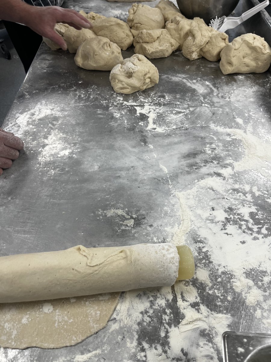 Pizzas being freshly made by the chefs for Pizza Night tonight!