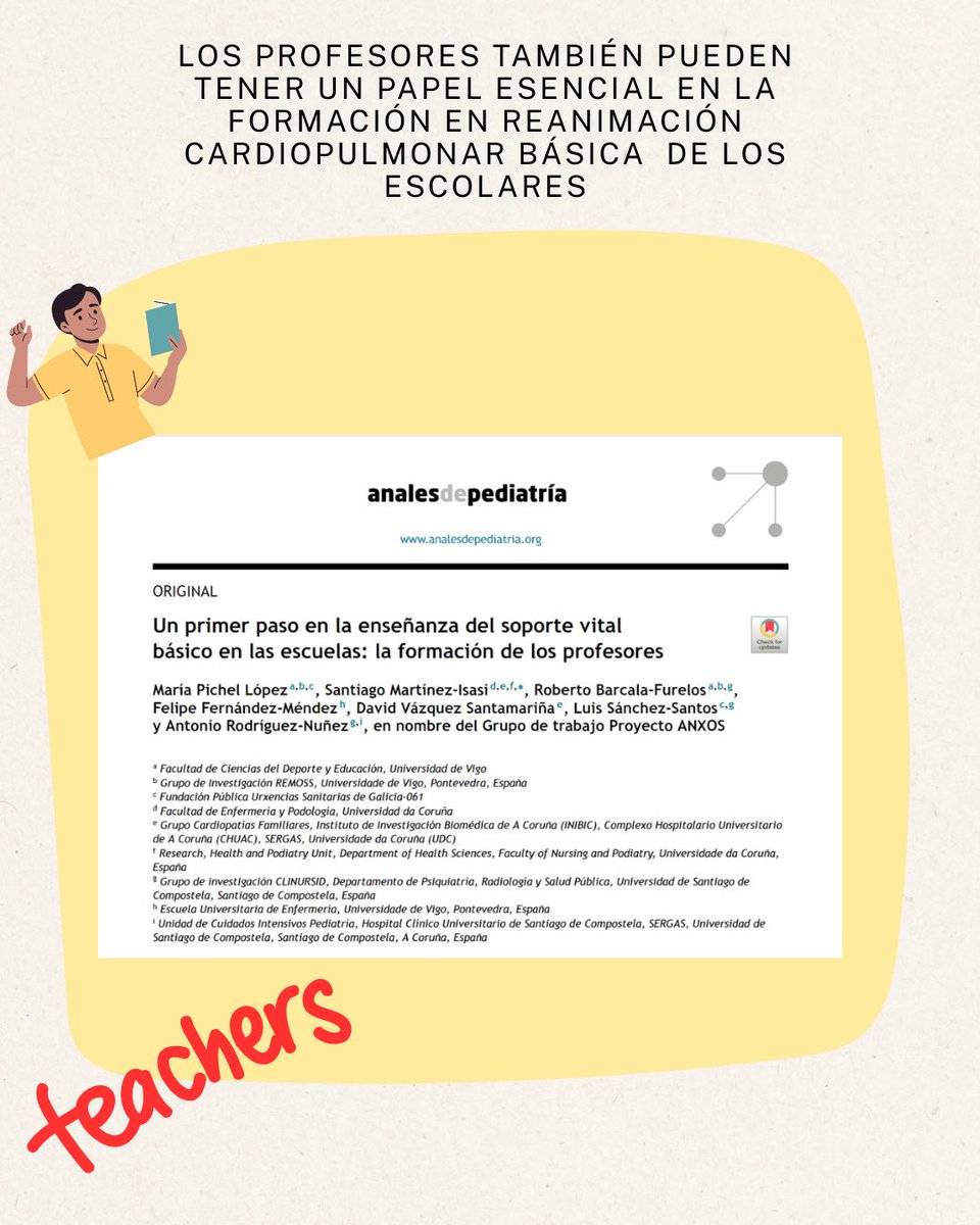 Formar en #rcp básica a la población general es una prioridad, aprovechar las oportunidades incrementa el éxito del proyecto, iniciativas como esta 👉🏻 analesdepediatria.org/es-un-primer-p… nos ayudan a seguir creyendo en el proyecto gracias <a href="/Roberto_lo/">Roberto Barcala-Furelos</a> <a href="/santimtzisasi/">Santiago Mtz Isasi</a> por vuestro trabajo