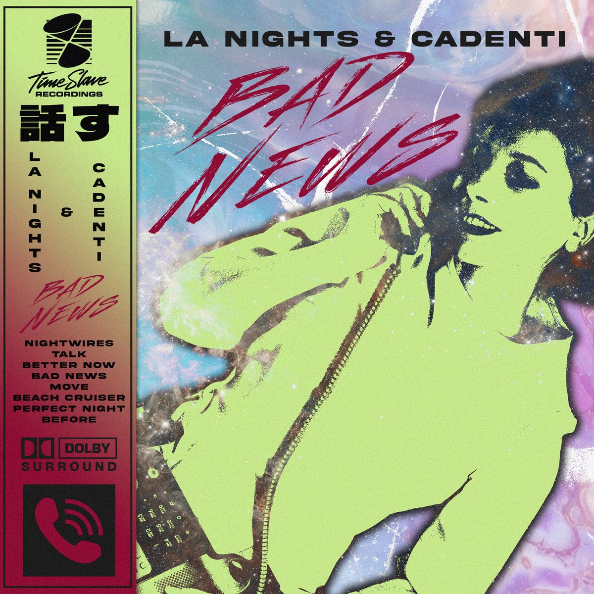 TimeSlaveRec's tweet image. We have a brand new album on cassette for you this Friday 👀

‘Bad News’ by LA Nights &amp;amp; Cadenti 

Album art by our own @KidNeonTSR 
Stay tuned for more info!

#synthwave #synthpop