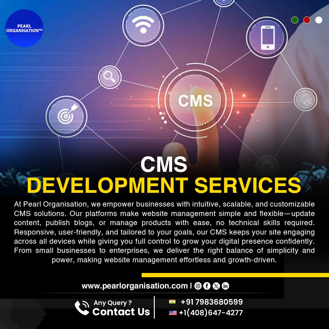 pearlorgs's tweet image. At Pearl Organisation, we empower businesses with intuitive, scalable, and fully customizable CMS solutions.
.
.
🌐 pearlorganisation.com
📞 +91 7983680599 , +1(408) 647-4277
.
.
#PearlOrganisationReviews #CMSDevelopment #WebsiteManagement #DigitalGrowth #UserFriendly