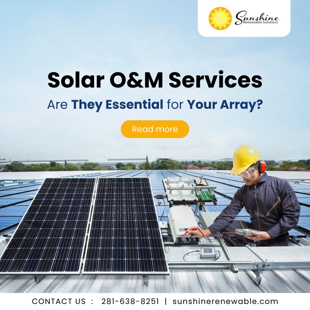 ☀️ Did you know your solar system needs regular care to perform at its best? 

Solar O&amp;M services keep your panels efficient, safe, and long-lasting. Curious why it’s essential? 👇

👉 Learn more: hubs.la/Q03JLFVw0 | 📞 Correct number: 832-280-8838

#SolarEnergy #GoGreen