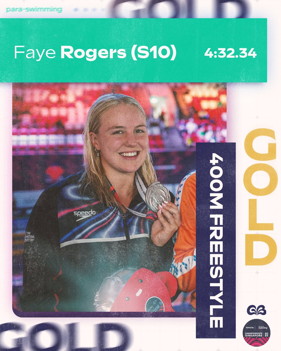 The British record magnet 🇬🇧🧲

Faye sets the new standard again in the S10 400m Freestyle, as she wins GOLD on the world stage 👑👑👑