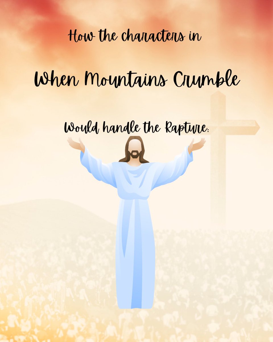 mickeyblackpens's tweet image. How the characters of WHEN MOUNTAINS CRUMBLE would handle the Rapture.
⛰️Childhood Friends to Lovers
⛰️Appalachian Setting
⛰️Gender Swapped Robin Hood
⛰️Bodyguard Romance
⛰️Feels Out of Time
*please read the pictures. They get cut off* 
#UnhingedPit #CS #D #R #NA
