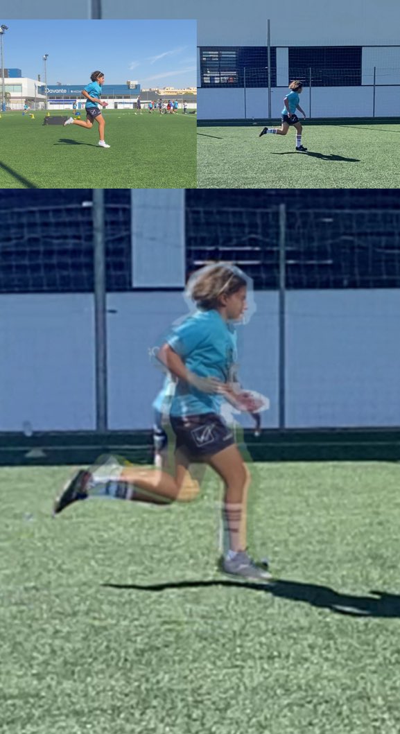 Antes y después de la técnica de carrera 🏃‍♀️. Pequeños ajustes marcan grandes diferencias en la velocidad y eficiencia. #Entrenamiento #FútbolBase