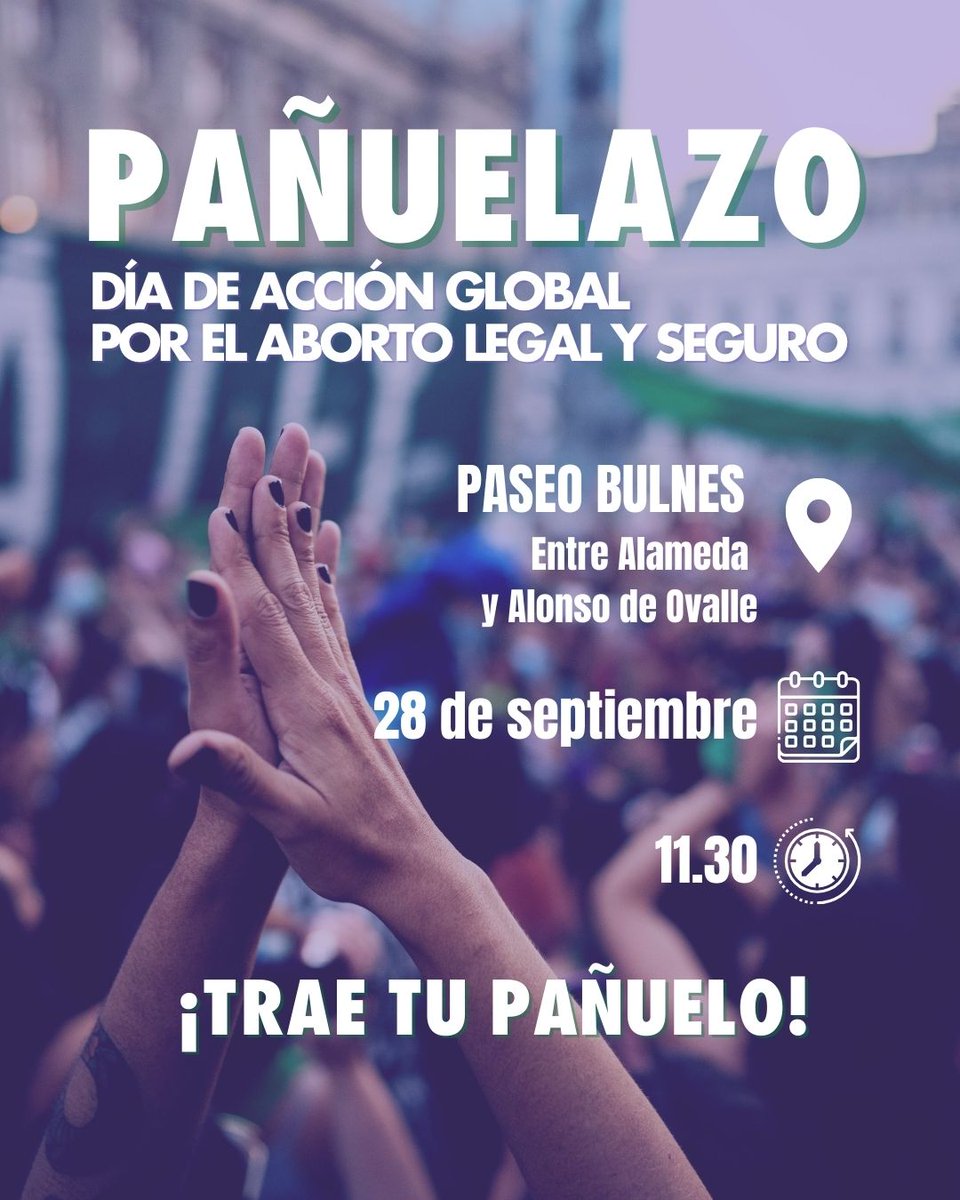 💚 ¡Nos vemos en las calles! Este 28 de septiembre salimos a exigir un #DerechoFundamental. 

🕚 Este domingo | 11:30 hrs. 

Todas, todos y todes están invitadas a participar en este espacio familiar y artístico 🫂✨

#28S #AbortoLegalYa #Pañuelazo #DerechosSexualesYReproductivos