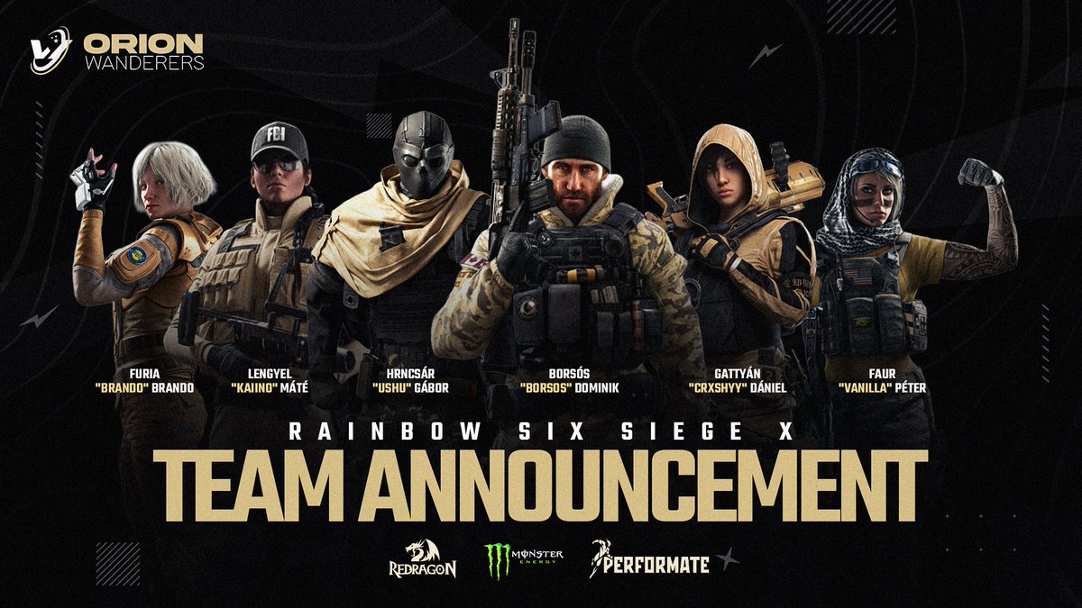 IT'S TIME TO REWRITE HISTORY!

Introducing our new R6 roster.🔥 
First stop: <a href="/HungarianEsport/">Hungarian National Esports Championship</a> Masters Division. 🇭🇺

🔫 <a href="/Kaiino10/">Kaiino</a>
🔫 <a href="/Crxshyy_r6/">Crxshyy</a>
🔫 <a href="/ushuaia_16/">ushu</a>
🔫 <a href="/Brando_R6/">Brando</a>
🔫 <a href="/Bywooden1/">By_wooden</a>
🔫 <a href="/Yaiteee/">V4n1lla.</a>

<a href="/R6esports/">Rainbow Six Esports</a> now it's our time to reach tier 2. 🚀

#Wanderers