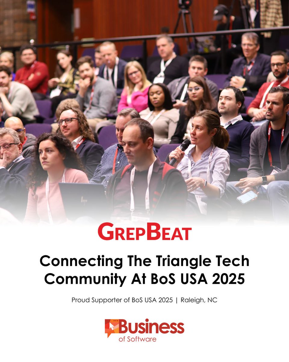 bosconference's tweet image. We&apos;re thrilled to have GrepBeat supporting #BoSUSA25. 
From spotlighting NC founders to sharing tech insights, they bring real stories that matter. 

👉 Join us in Raleigh this October: businessofsoftware.org/events/bos-usa… 

#SaaS #RaleighTech #TechCommunity