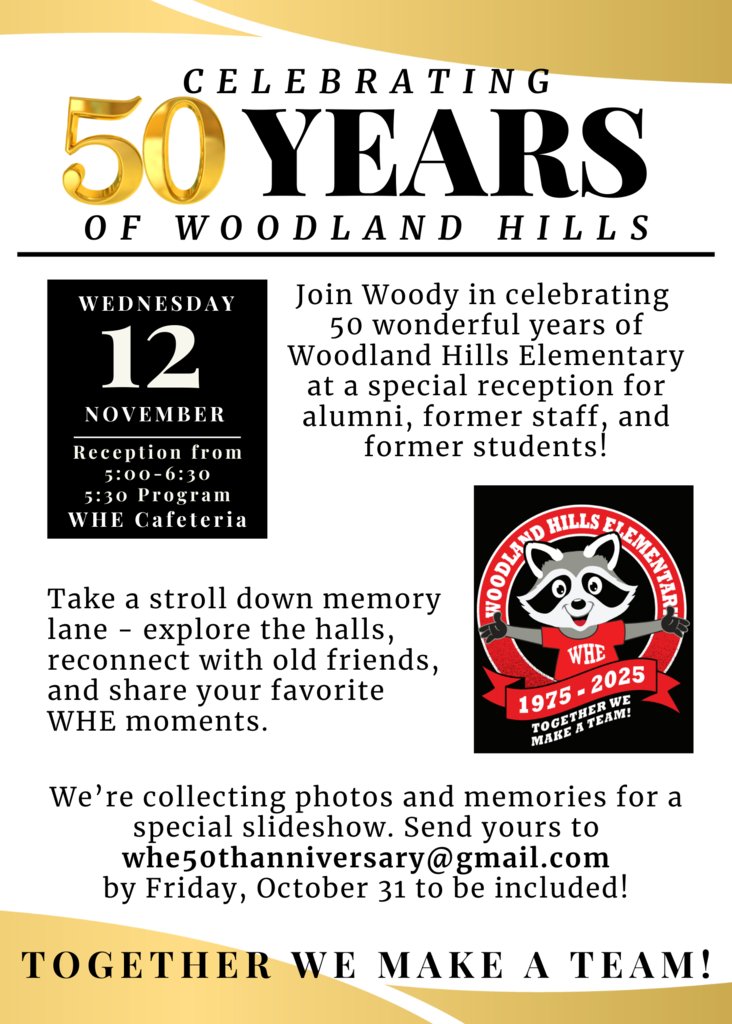 This November, we’re celebrating 50 amazing years of WHE with several fun events for our school community. One special event will be a reception for alumni and former staff - a chance to reconnect, reminisce, &amp; celebrate together! Check out the flyer for details!