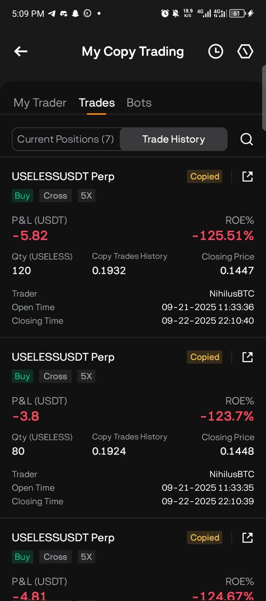 Openoex's tweet photo. Let me Exposes one of the best loss trader he just flexing the that he is good trader even he blocked me from their account and he made all copy trader's in loss  fo not copy him save ur  funds @NihilusBTC  such a scammer ur https://t.co/S451q6wse4