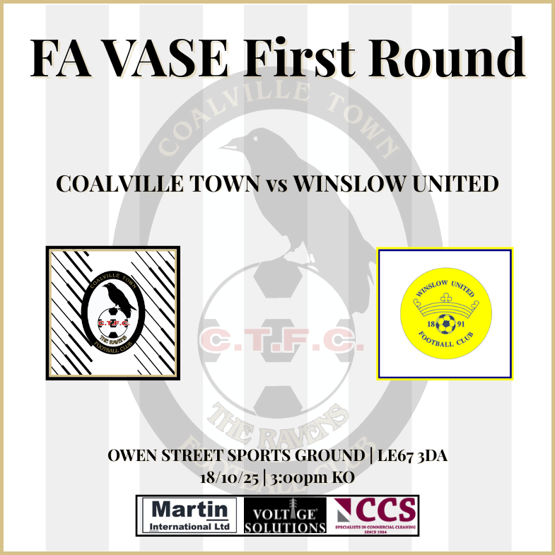 ⚪⚫ FA VASE DRAW ⚪⚫

After victory at Stapleford, the Ravens will host Step 5 side <a href="/WinslowUtdFC/">Winslow Utd FC</a> at Owen Street in the next round of the <a href="/thefavase/">TheFaVase</a>.

📅 Sat 18 Oct 2025

A tough <a href="/SpartanSMFL/">Spartan South Midlands</a> Premier test awaits. 👊

#UpTheRavens #FAVase