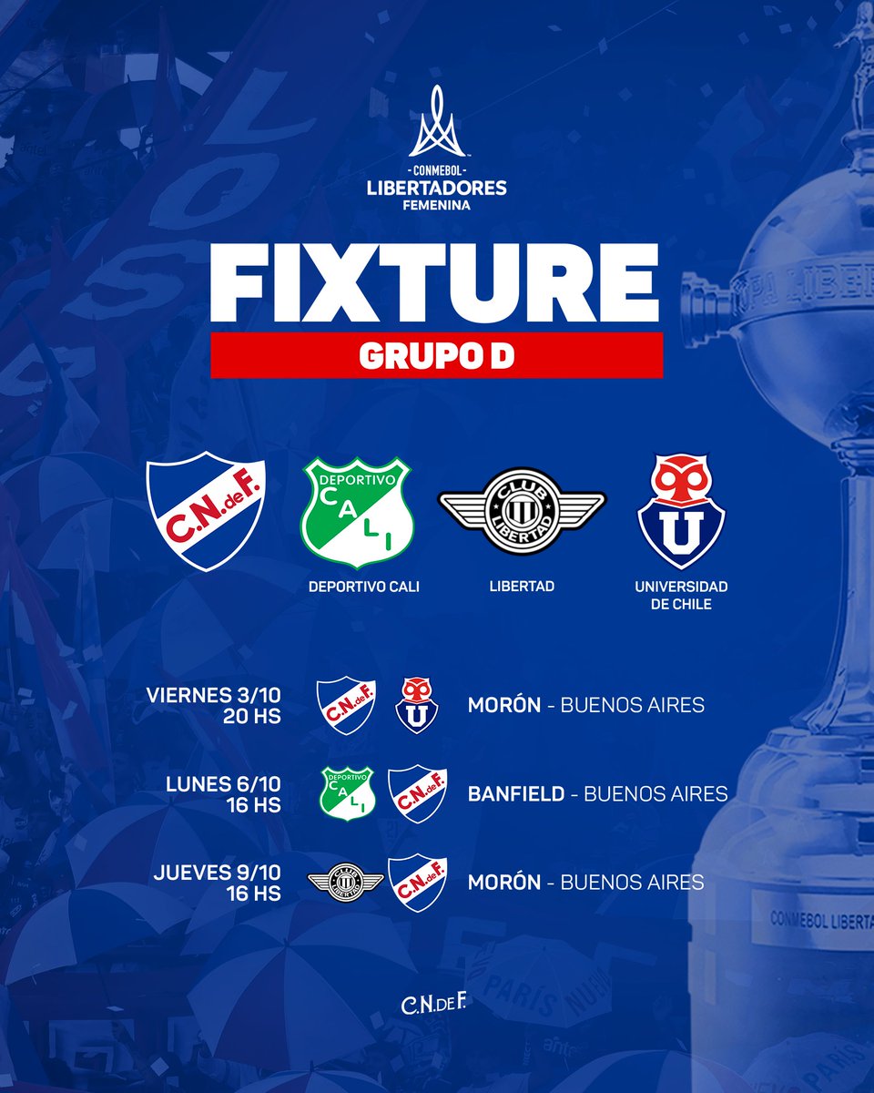 𝑨𝒄𝒕𝒖𝒂𝒍𝒊𝒛𝒂𝒄𝒊𝒐́𝒏 📌

Las Decanas conocen el rival colombiano para la fase de grupos de la <a href="/LibertadoresFEM/">CONMEBOL Libertadores Femenina</a> 

¡Vamos Nacional! 🔵⚪️🔴