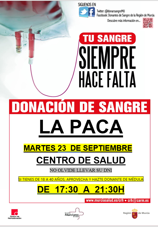DonarSangreMU's tweet photo. #BuenosDías y #FelizMartesATodos
🩸No hay mayor gesto de solidaridad que #RegalarVidas a quien la necesitan, la sangre no se puede fabricar🤔
👉 Hoy nuestra unidad móvil 🚑 se desplaza a #LaPaca ⬇️
⏰de 17.30 a 21.30 h.
ℹ️Requisitos para https://t.co/IdGU0uneH7 https://t.co/xlKiK0ZTAg