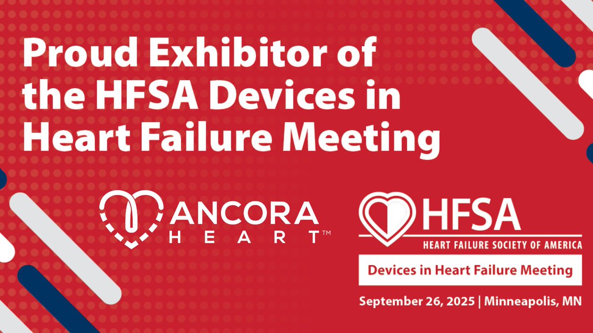 Ancora Heart (@ancoraheart) on Twitter photo Ancora Heart is exhibiting at the <a href="/HFSA/">HFSA</a> Devices in Heart Failure Meeting in Minneapolis on September 26, 2025! We’re excited to share information about the #AccuCinch System for #heartfailure and the pivotal CORCINCH-HF #clinicaltrial. If you’re attending the meeting, we look Ancora Heart is exhibiting at the <a href="/HFSA/">HFSA</a> Devices in Heart Failure Meeting in Minneapolis on September 26, 2025! We’re excited to share information about the #AccuCinch System for #heartfailure and the pivotal CORCINCH-HF #clinicaltrial. If you’re attending the meeting, we look