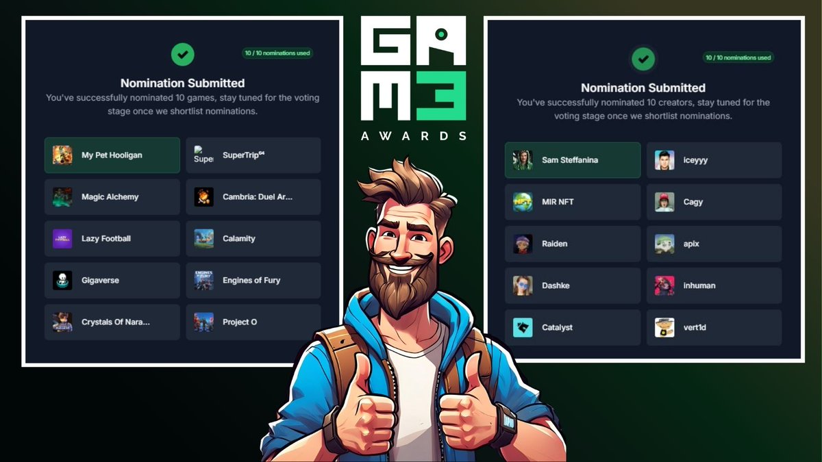 📢 It's time to make your choice! The next GAM3 Awards 2025 are here!

The platform <a href="/GAM3Sgg_/">GAM3S.GG</a> is hosting this event once again. You have a chance to be a part of it and cast your vote.

I'm happy to be participating in the Best Content Creator category again this year and would