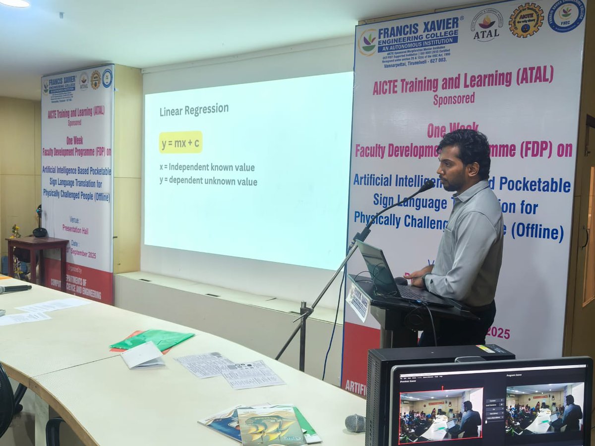 RoboRAM7's tweet image. We successfully concluded the FDP on AI & ML at Francis Xavier Engineering College, organised by the Dept. of CSE. The program empowered faculty with hands-on insights into AI & ML, strengthening their ability to shape future-ready learners. 🚀
#AI #ML #FDP